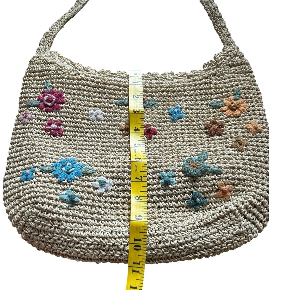 Capelli Straworld Floral Straw Crochet Shoulder Bag Boho Summer Beach Purse - Picture 15 of 16